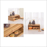 Bamboo Bread Bin Storage Box Kitchen Loaf Pastry Container -