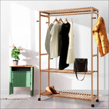 Bamboo Clothes Rack Coat Stand Garment Hanger Wardrobe 