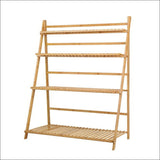 Artiss Bamboo Wooden Ladder Shelf Plant Stand Foldable - 