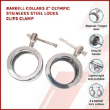 Barbell Collars 2 Olympic Stainless Steel Locks Clips Clamp 