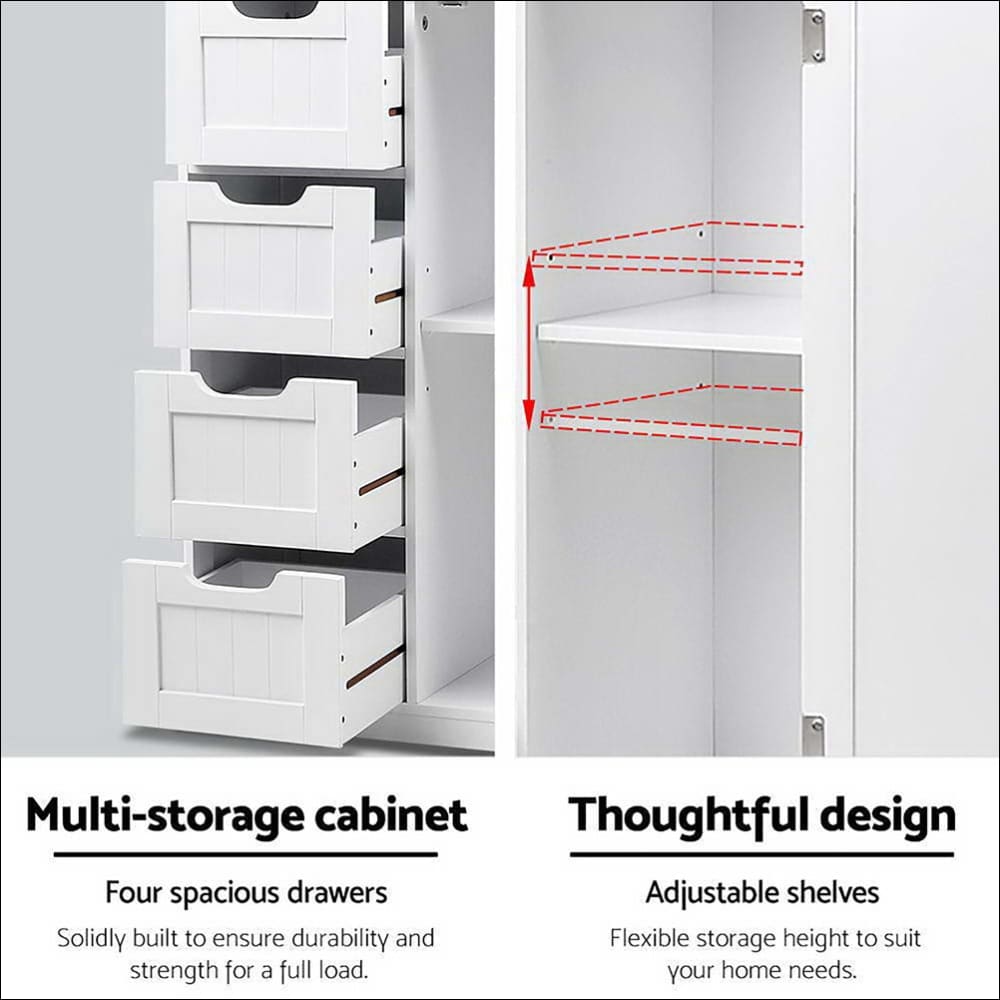 Artiss Bathroom Tallboy Storage Cabinet - White - Furniture 