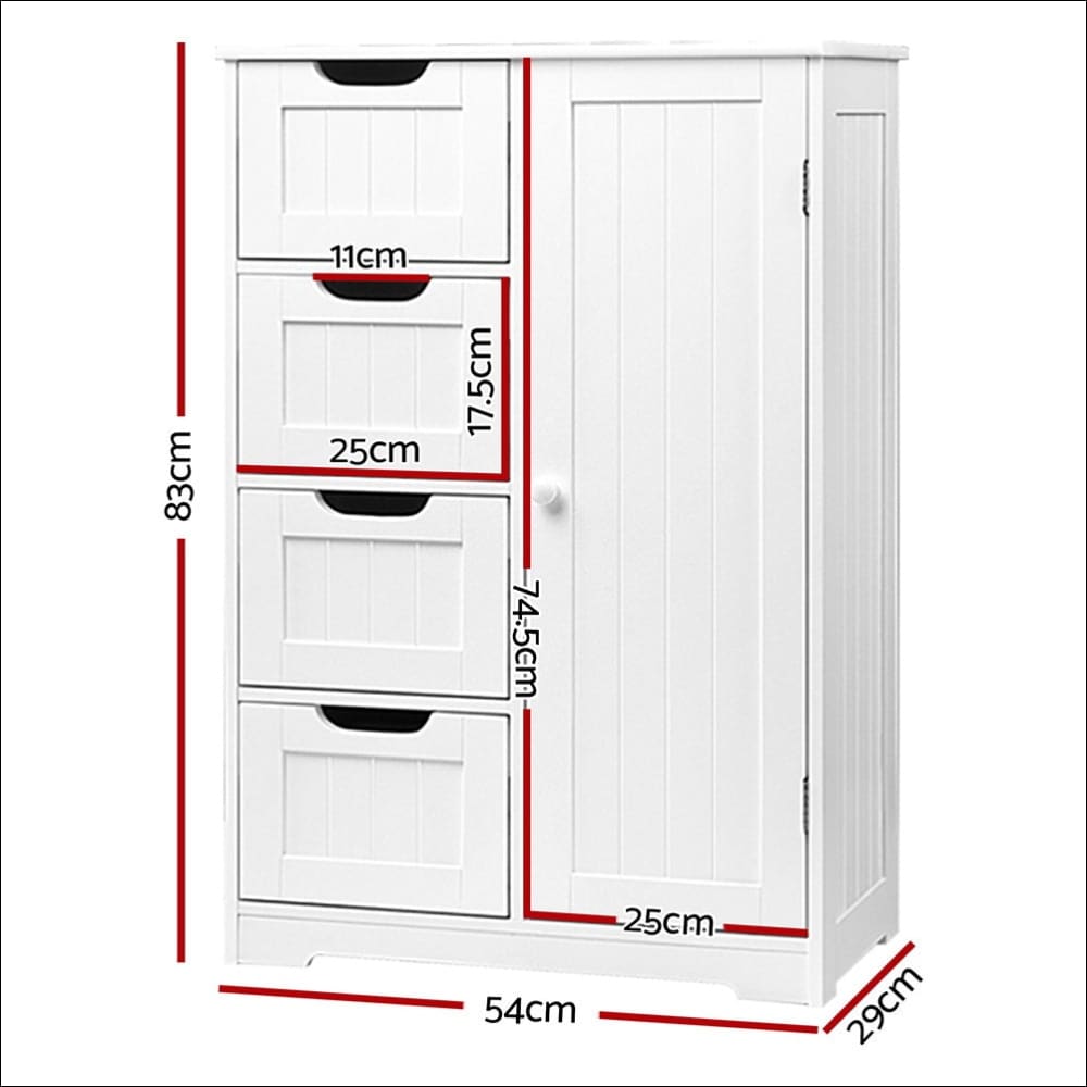 Artiss Bathroom Tallboy Storage Cabinet - White - Furniture 