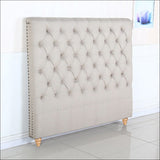 Bed Head Double Size French Provincial Headboard Upholsterd Fabric Beige