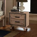Bedside Table 2 Drawer Night Stand with Solid Acacia Storage