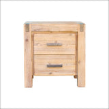 Bedside Table 2 Drawers Night Stand Solid Wood Acacia Oak 