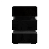 Artiss Bedside Table side Unit Rgb Led Lamp 3 Drawers 