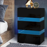 Artiss Bedside Table side Unit Rgb Led Lamp 3 Drawers 