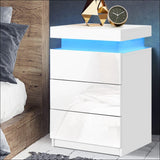 Artiss Bedside Tables side Table 3 Drawers Rgb Led High 