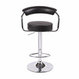 2x Black Bar Stools Faux Leather High Back Adjustable Crome Base Gas Lift Swivel Chairs