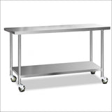 Cefito 430 Stainless Steel Kitchen Benches Work Bench Food Prep Table with Wheels 1829mm X 610mm