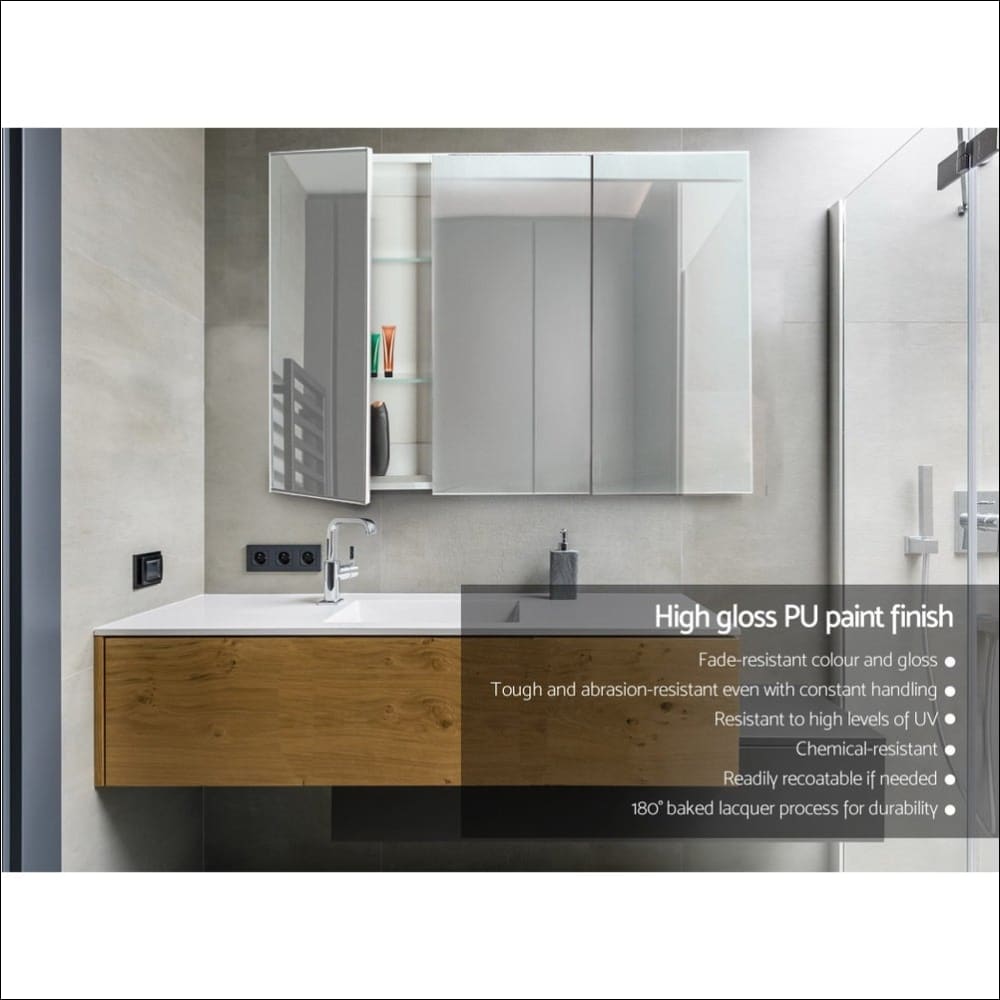 Cefito Bathroom Vanity Mirror with Storage Cabinet - White -