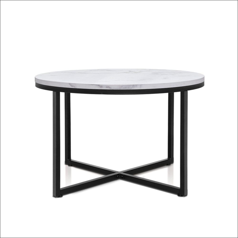 Artiss Coffee Table Marble Effect side Tables Bedside Round 