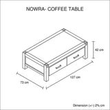 Coffee Table Solid Acacia Wood & Veneer 1 Drawers Storage 
