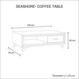 Coffee Table Solid Wood Acacia & Veneer Frame 2 Drawers 