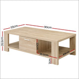 Artiss Coffee Table Wooden Shelf Storage Drawer Living 