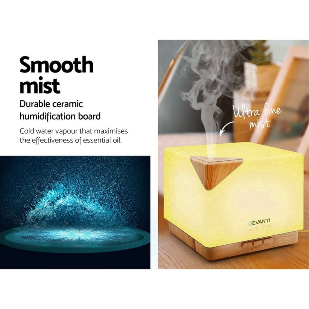 Devanti Aroma Diffuser Air Humidifier Night Light 600ml - 