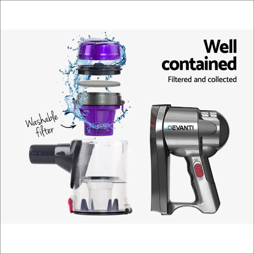 Devanti Corded Handheld Bagless Vacuum Cleaner - Purple and 