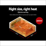 Devanti Electric Infrared Radiant Strip Heater 3200w Panel 