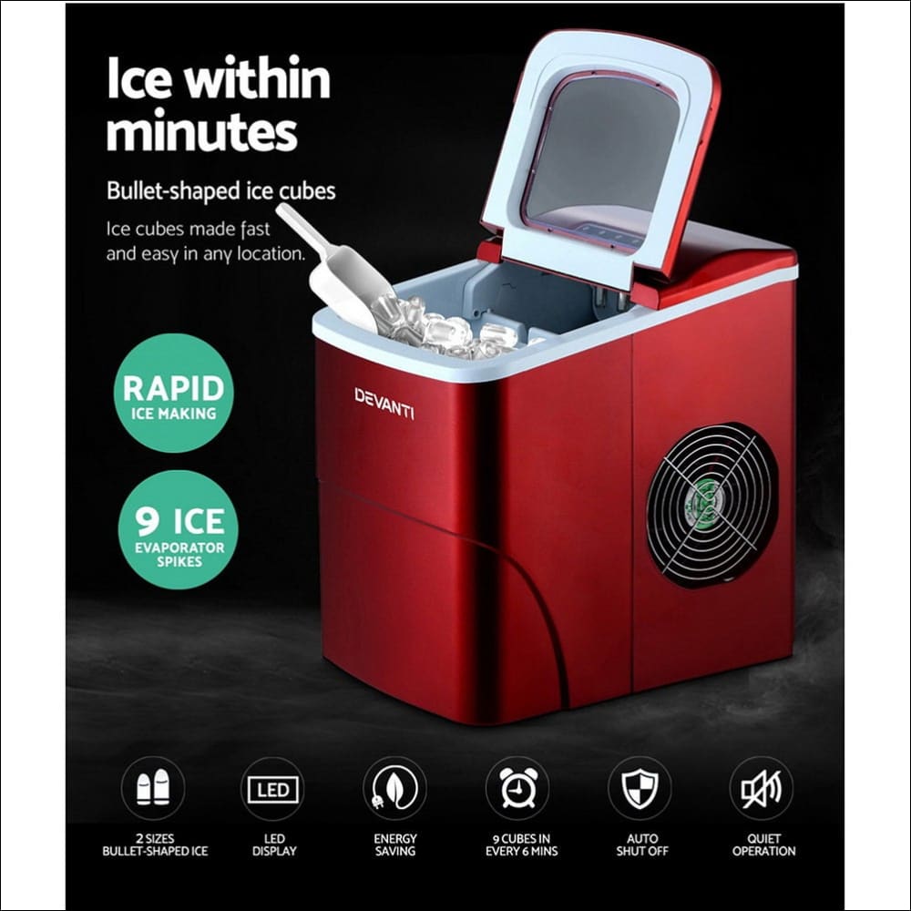 Devanti Portable Ice Cube Maker Machine 2l Home Bar Benchtop