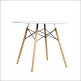 Dining Table Round 4 Seater Replica Tables Cafe Timber White 90cm