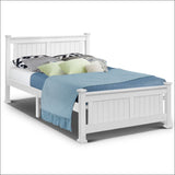 Double Size Wooden Bed Frame - White - Furniture > Bedroom