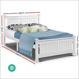 Double Size Wooden Bed Frame - White - Furniture > Bedroom