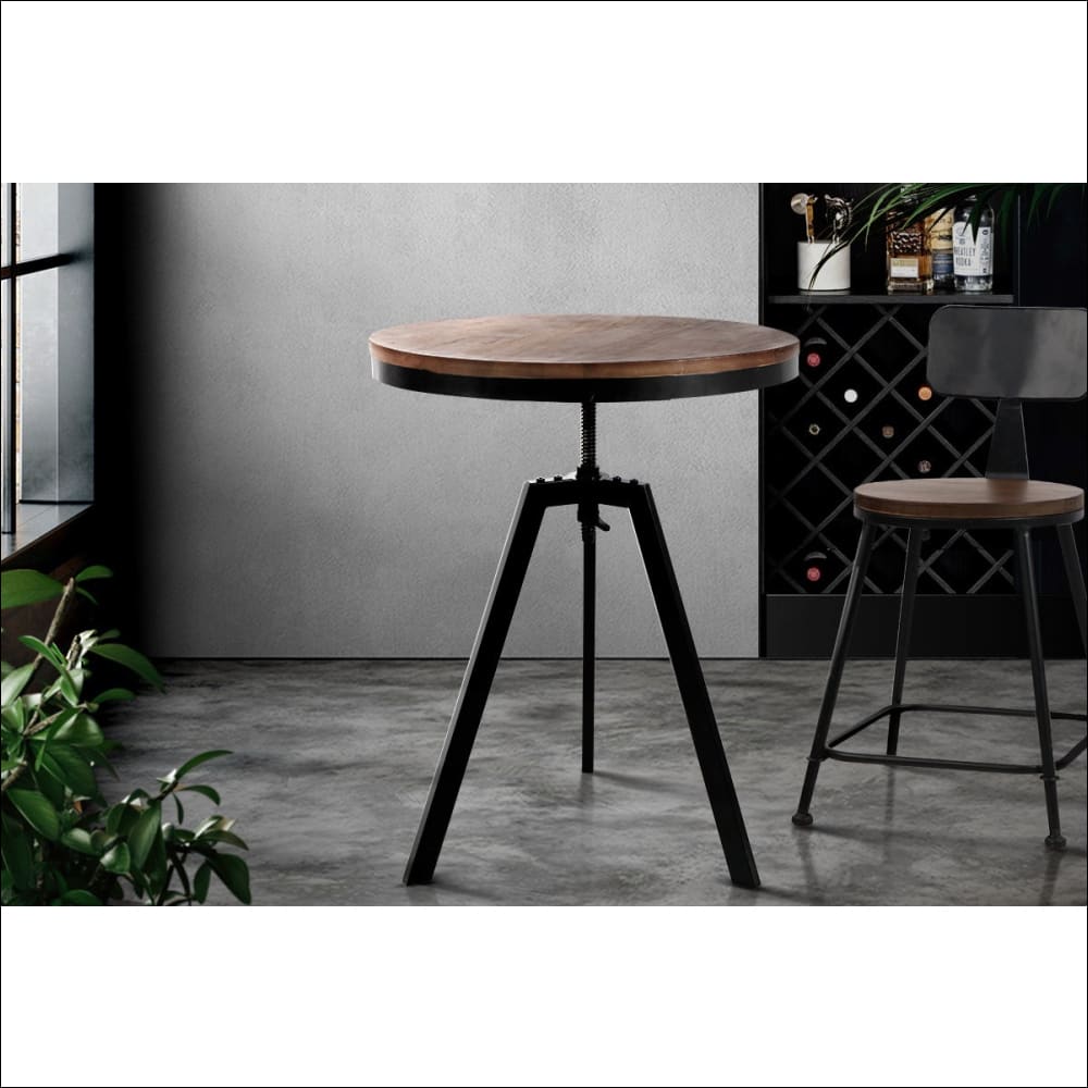 Artiss Elm Wood Round Dining Table - Dark Brown - Furniture 