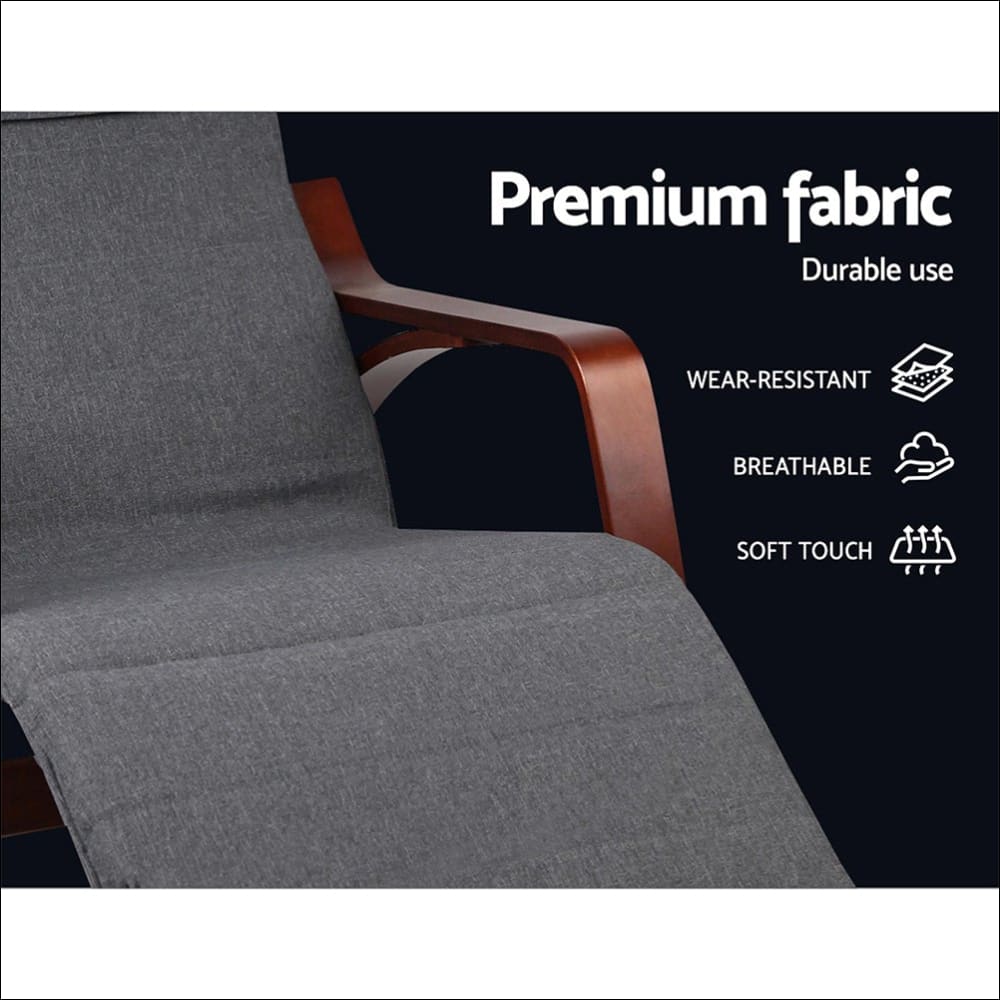 Artiss Fabric Rocking Armchair with Adjustable Footrest - 