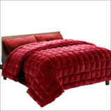 Faux Mink Quilt Comforter Throw Blanket Winter Burgundy 
