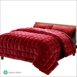 Faux Mink Quilt Comforter Throw Blanket Winter Burgundy 