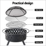 Fire Pit Bbq Charcoal Grill Ring Portable Outdoor Kitchen 