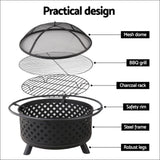 Fire Pit Bbq Grill Smoker Portable Outdoor Fireplace Patio 
