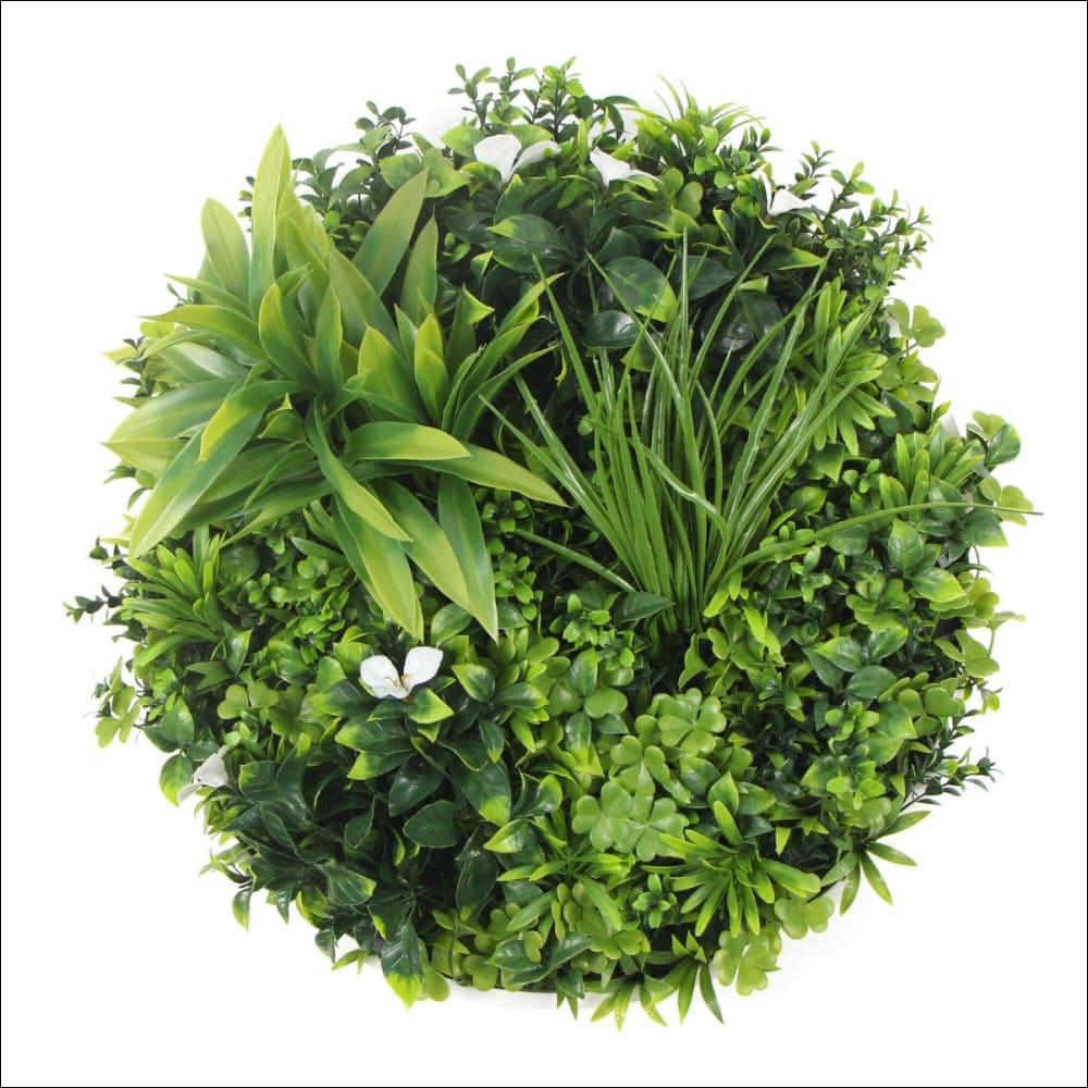 Flowering White Artificial Green Wall Disc Uv Resistant 50cm