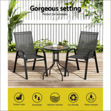 Gardeon Outdoor Furniture 3pc Table and Chairs Stackable 