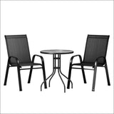 Gardeon Outdoor Furniture 3pc Table and Chairs Stackable 