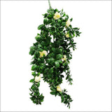 Hanging White Rose Stem Uv 85cm - Home & Garden > Artificial