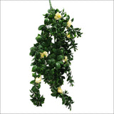 Hanging White Rose Stem Uv 85cm - Home & Garden > Artificial