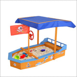 Keezi Boat-shaped Canopy Sand Pit - Baby & Kids > Toys