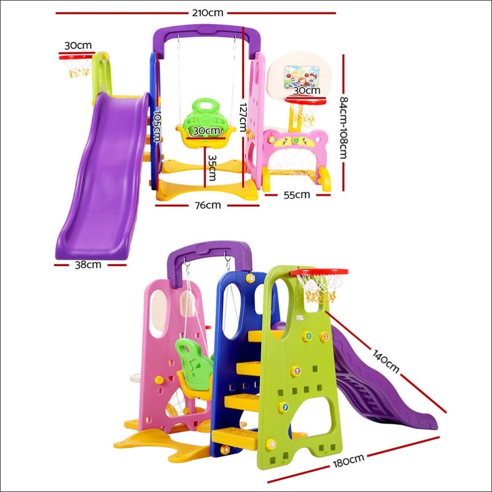 Keezi Kids 7-in-1 Slide Swing with Basketball Hoop Toddler 