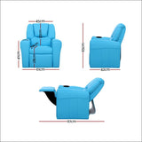 Keezi Kids Recliner Chair Blue Pu Leather Sofa Lounge Couch 