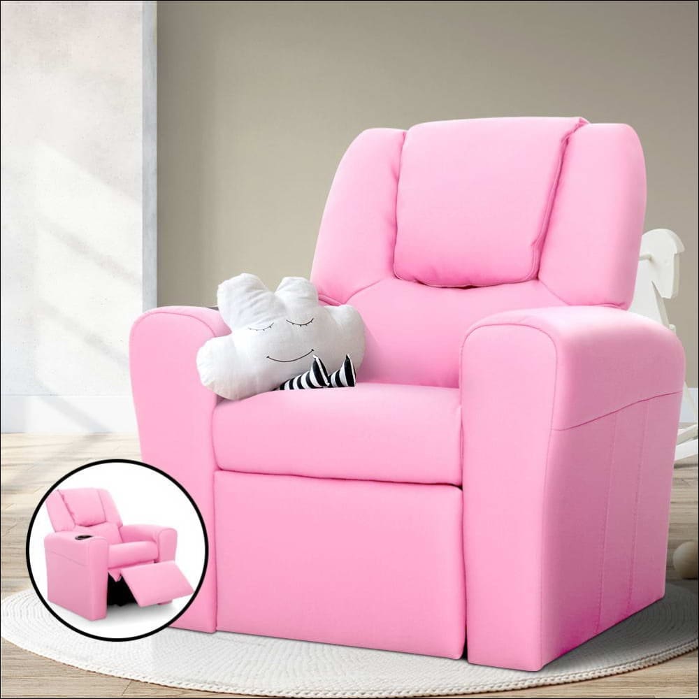 Keezi Kids Recliner Chair Pink Pu Leather Sofa Lounge Couch 