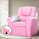 Keezi Kids Recliner Chair Pink Pu Leather Sofa Lounge Couch 