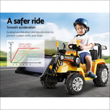Rigo Kids Ride on Bulldozer Digger Electric Car Yellow - 