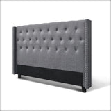 King Size Bed Head Headboard Bedhead Fabric Frame Base Grey 