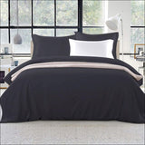 King Size Classic Quilt Cover Set - Black - Home & Garden > 