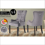 La Bella 4 Set Grey French Provincial Dining Chair Ring 