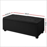 Large Fabric Storage Ottoman - Black - Furniture > Bedroom