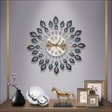 Large Modern 3d Crystal Wall Clock Luxury Art Silent Round 