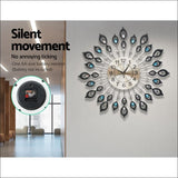 Large Modern 3d Crystal Wall Clock Luxury Art Silent Round 