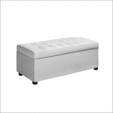 Large Pu Leather Storage Ottoman - White - Furniture > 